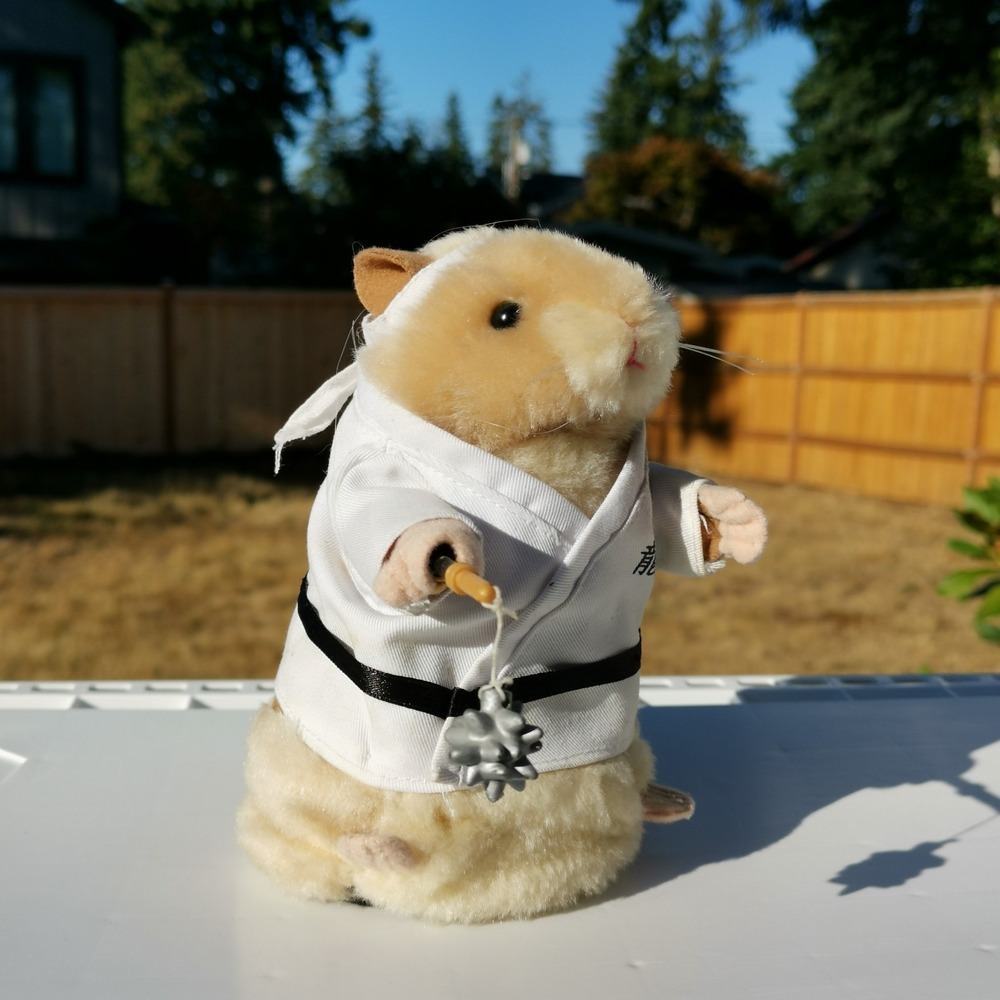 Gemmy 2001 Kung Fu Fighting Dancing Hamster Animated Plush 6"in